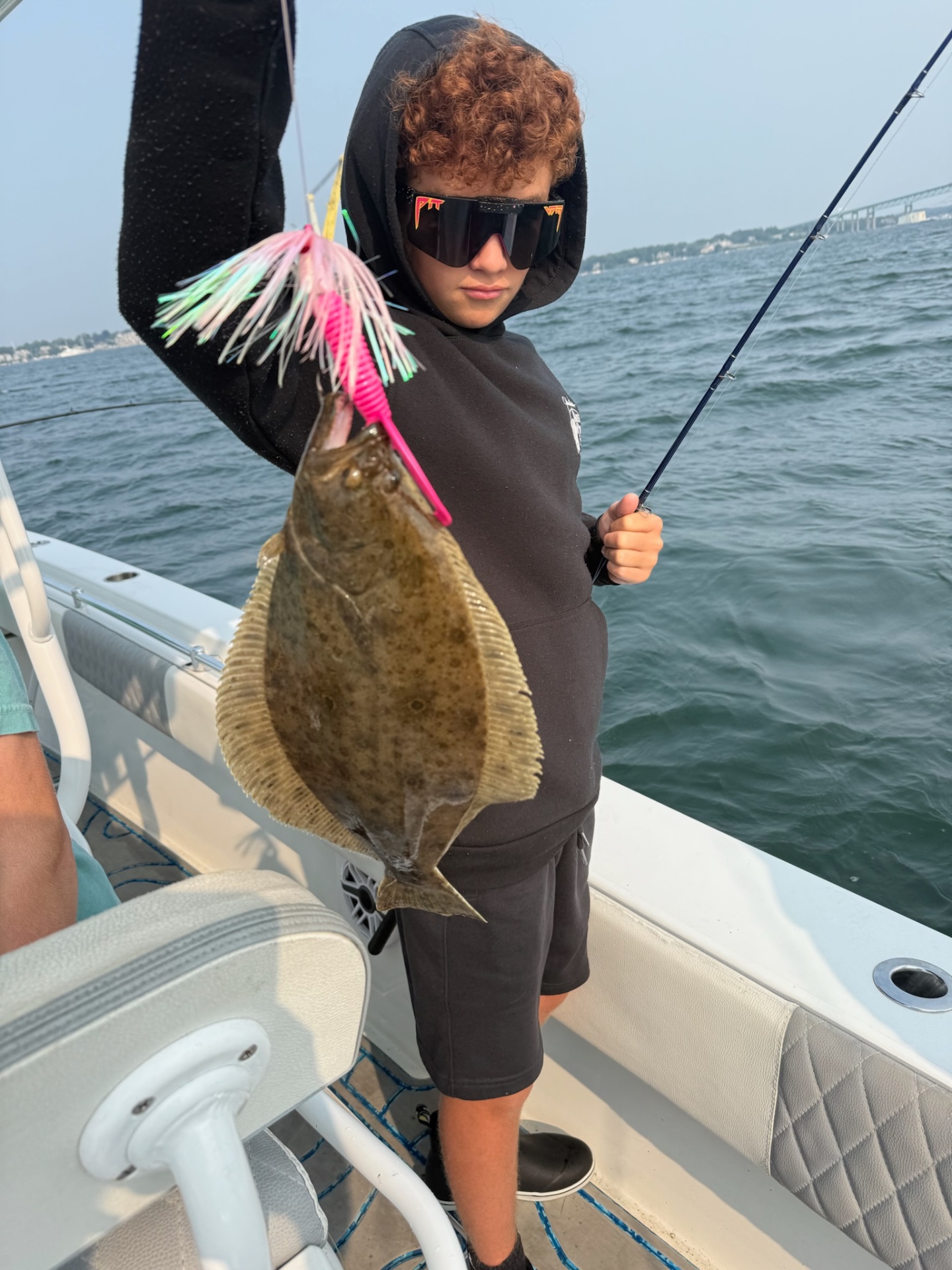 Academy camper with a fluke on a pink jig