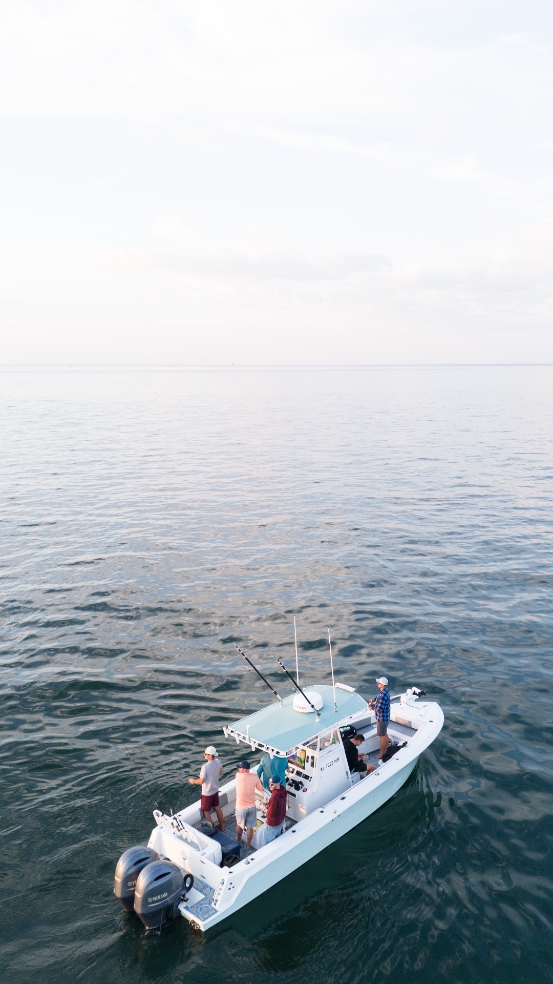 Aerial view of the crew fishing on Narragansett Bay
