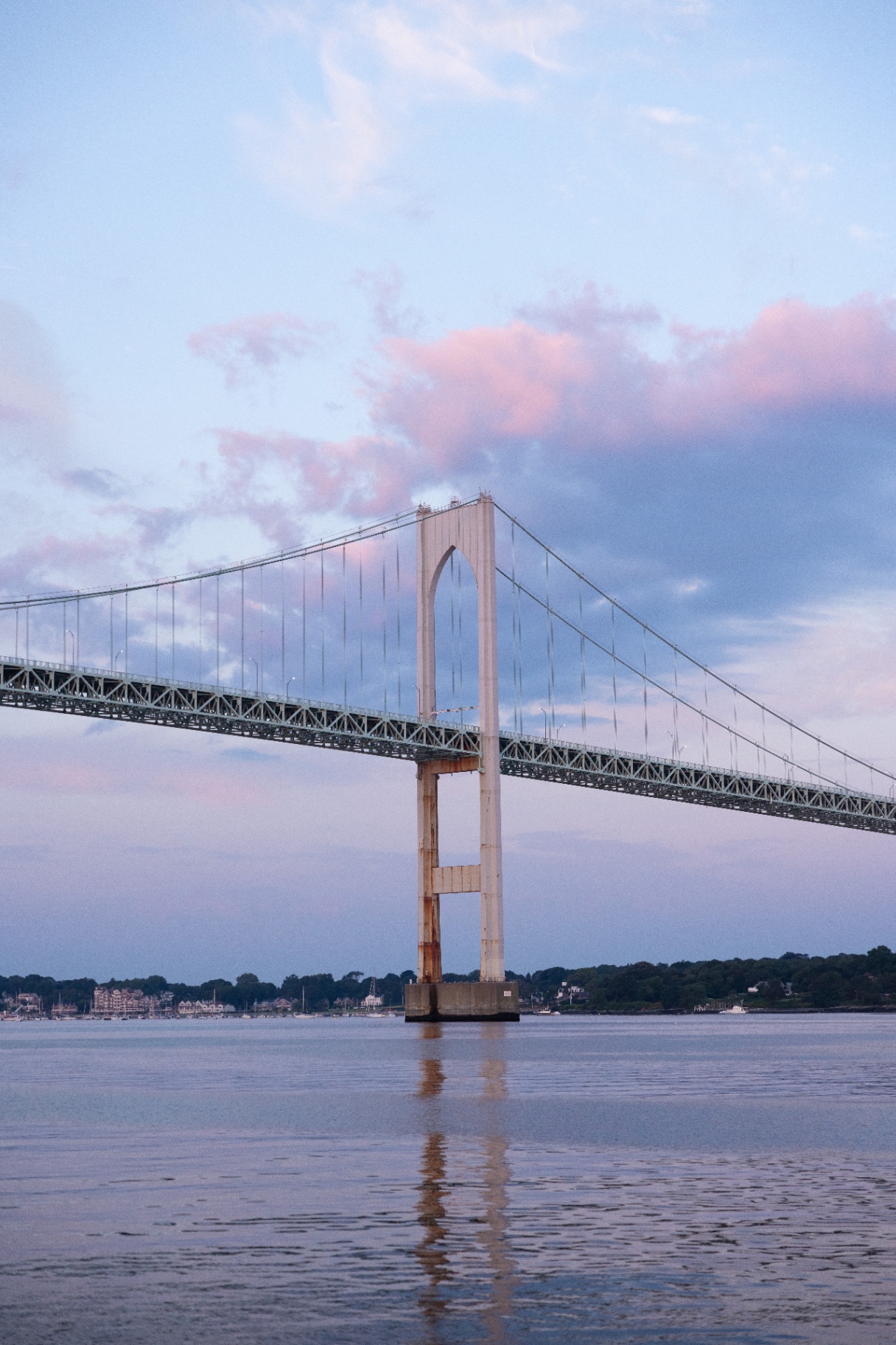 Newport Pell Bridge tower at golden hour