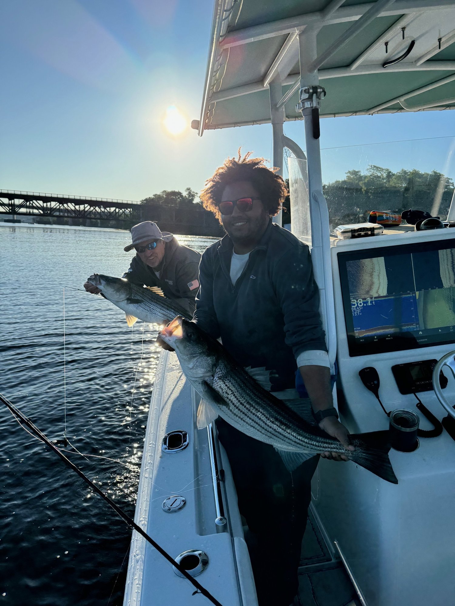 Two stripers doubled up